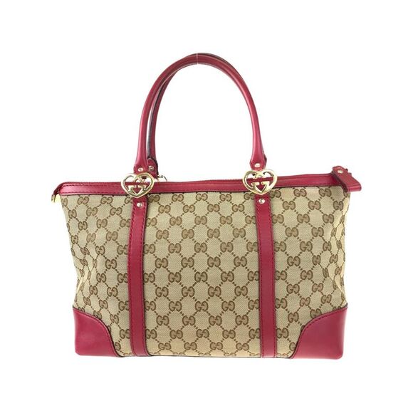 Pre Loved Gucci  GG Supreme Canvas Tote Bag BeigeRed - Picture 2 of 8